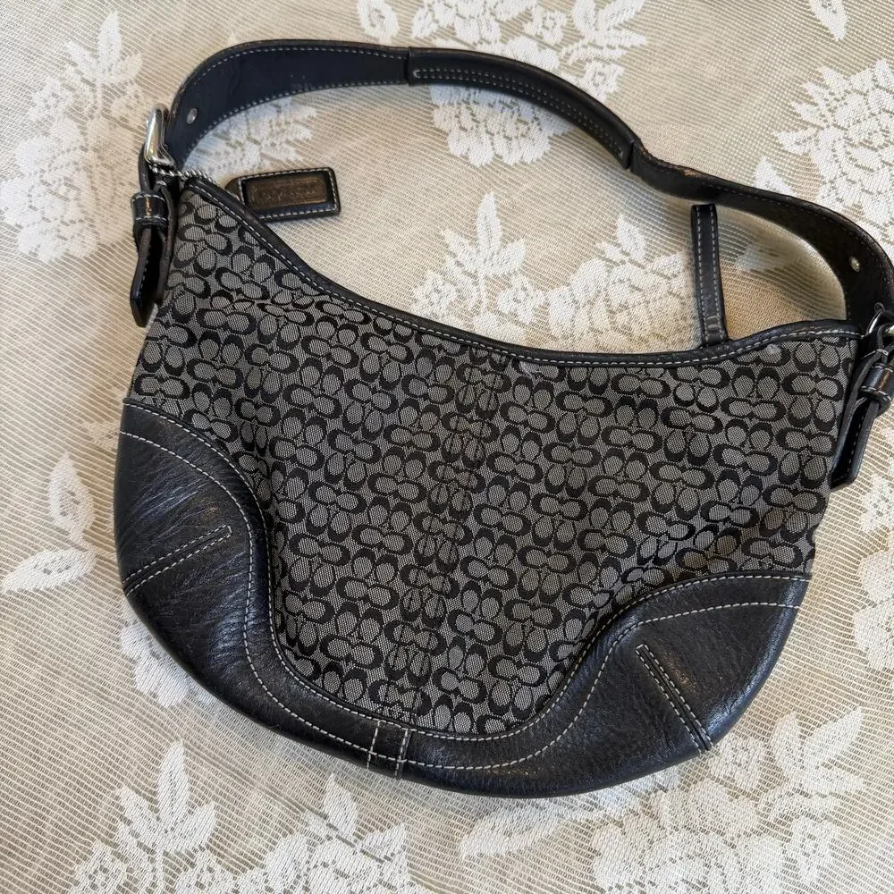 Vintage Coach Mini Signature Hobo Shoulder Bag